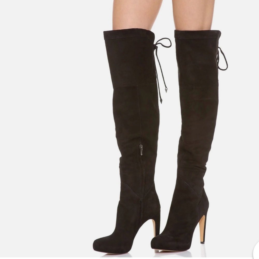 Sam Edelman Kayla Black Over the Knee Suede Boots with Heel size 7.5